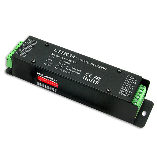 DC5-24V,432W,3CH CV DMX Decoder LT-851-6A DC5-24V,432W,3CH CV DMX Decoder LT-851-6A